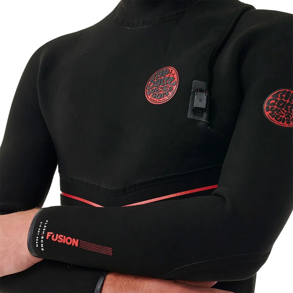 Flashbomb Fusion 5/4 Hooded Zip Free Wetsuit (Black)