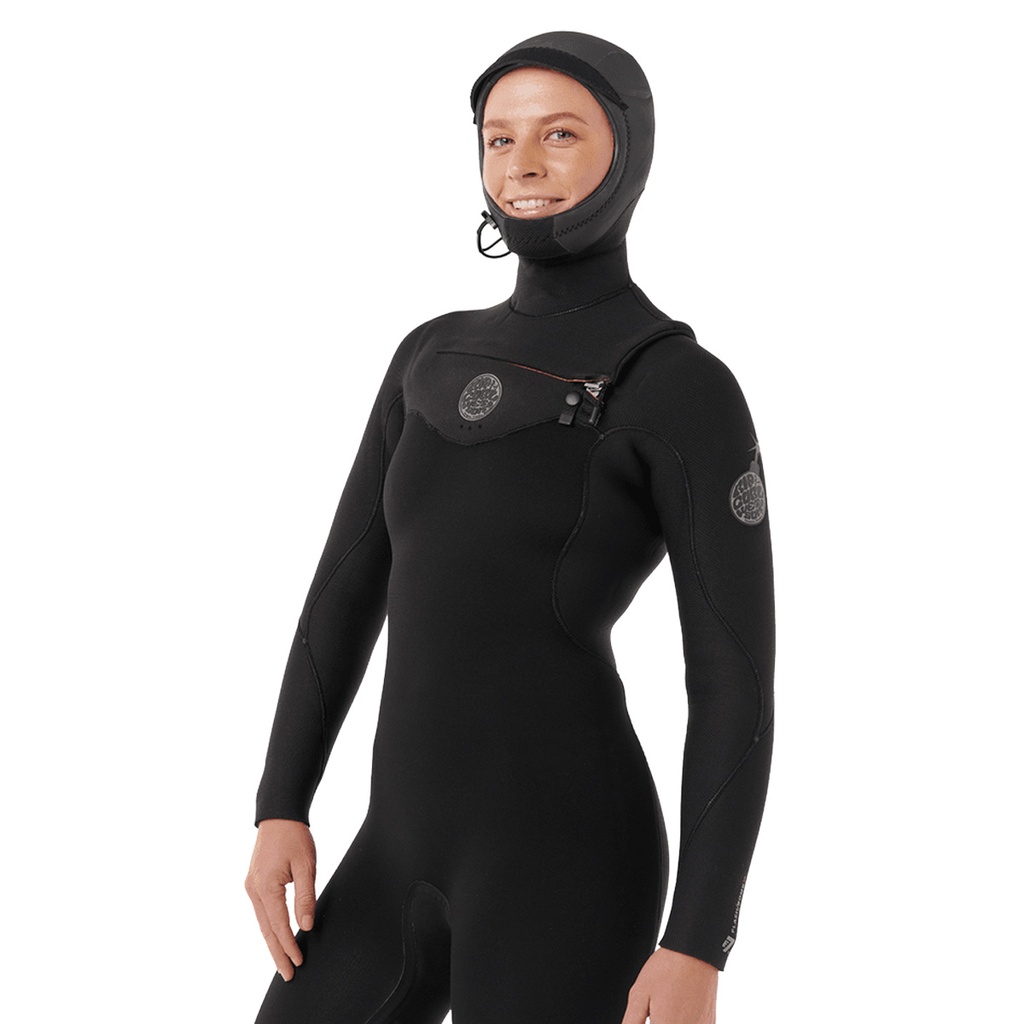 Women's Flashbomb 5/4 Hooded Chest Zip Wetsuit (Black)