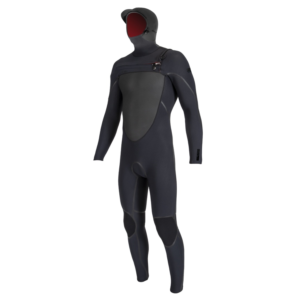Psycho Tech 5/4Mm+ Hooded Chest Zip Wetsuit (Black / Black)