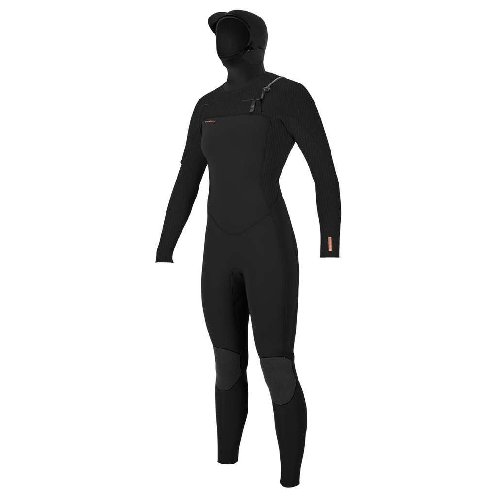 Women's Hyperfreak 5/4Mm+ Hooded Chest Zip Wetsuit (Black)